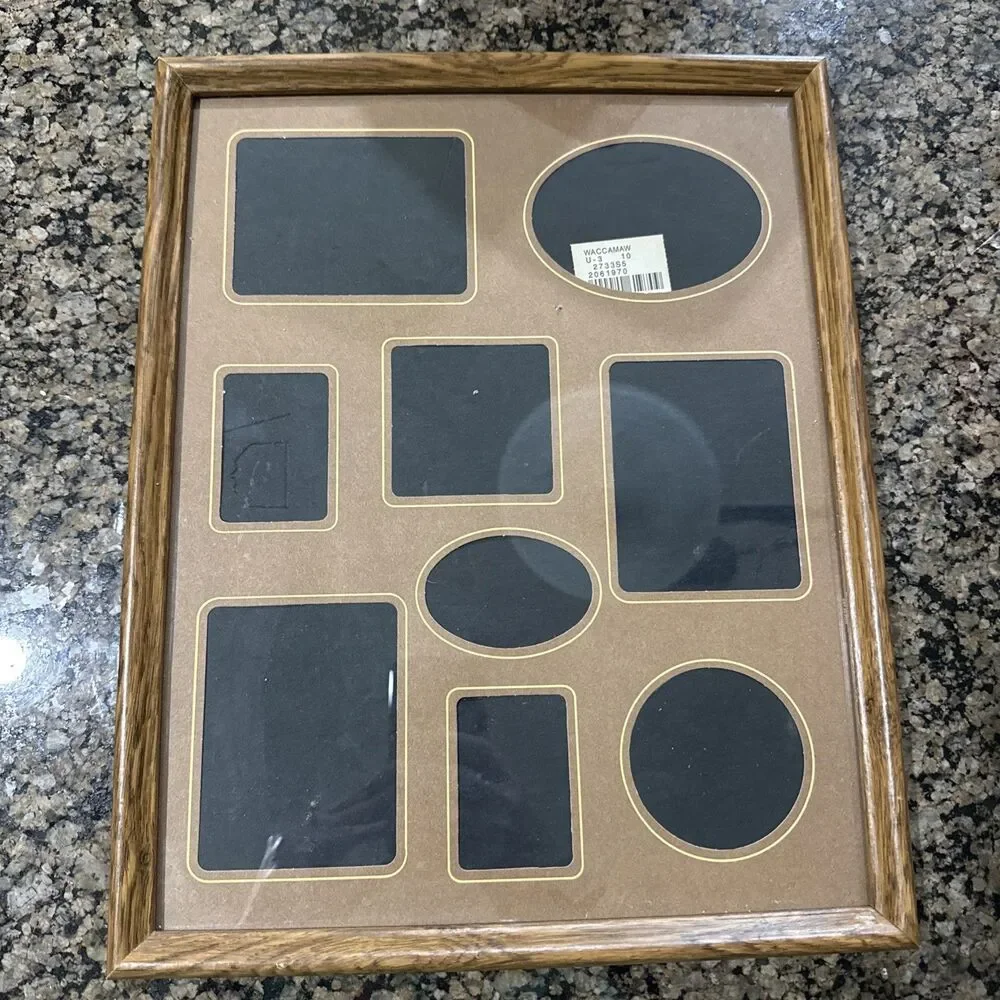 VTG Wooden Collage Picture Frame Wall Hanging – 9 Multi Photo Frame 12” X 14.75”